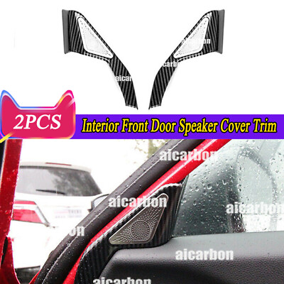 #ad 2x Carbon Fiber Interior Front Door Speaker Cover Trim For Honda Civic 2022 2024 $38.99