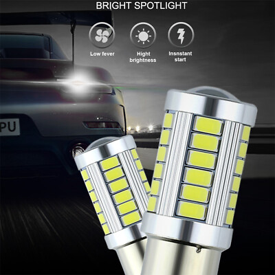 #ad 2X White 1156 BA15S 7506 Car LED Backup Reverse Turn Signal Light Bulbs 6000k $15.99