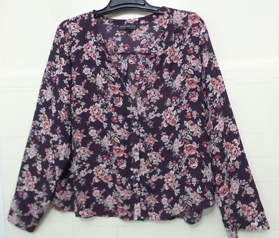 #ad Forever 21 shirt top womens Plus Size 2X floral button up hi low long sleeve $4.99