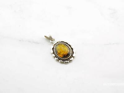 #ad Vintage Yellow Amber Sterling Silver Pendant $32.80