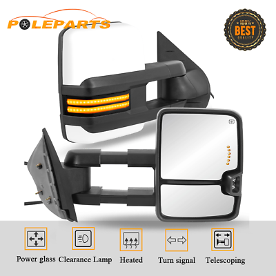 #ad White Power Heated Tow Mirrors Dynamic Signal for 2008 2013 Chevy Silverado 1500 $169.85