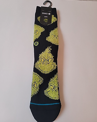 #ad Stance Casual The Grinch Socks Mean One Crew Height Mid Cushion New $15.00