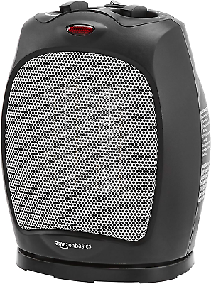 #ad 1500W Oscillating Ceramic Heater with Adjustable Thermostat Black $47.42
