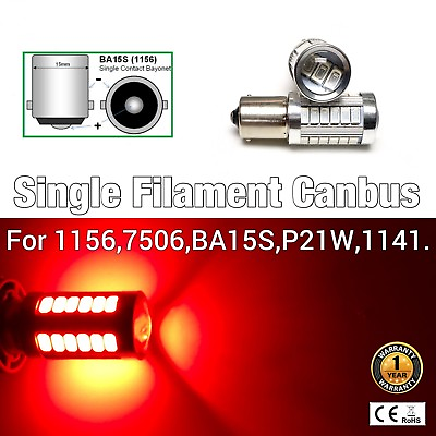 #ad 1156 BA15S 7506 3497 P21W SMD Canbus LED Red Rear Turn Signal Light M1 For GM MA $15.60