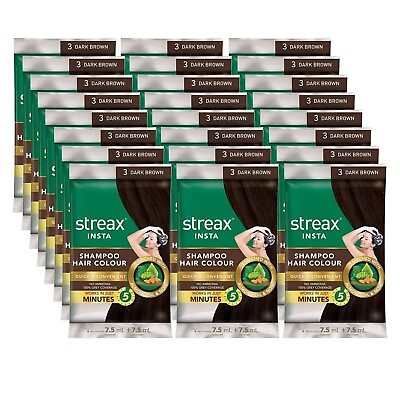 #ad Streax Insta Shampoo Hair Colour Dark Brown 15ml x 16 Pack of 16 $28.59