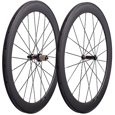 #ad Depth 60mm Full Carbon Fiber 700C Wheelset Tubuless Rim Road Bike Wheels 9 11S $375.99