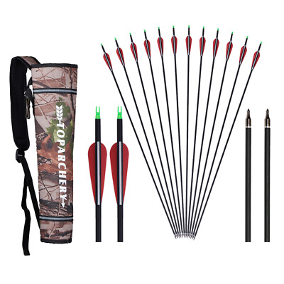 #ad #ad 31quot; Archery Carbon Arrows Spine500Quiver for Compound Recurve Bow Hunting $43.23