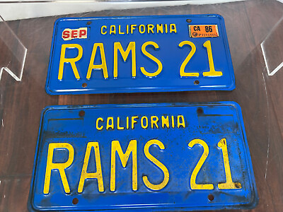 #ad Original 1980s California Blue amp; Yellow License Plate LA Los Angeles RAMS 21 $1987.00