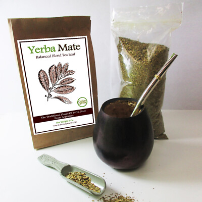 #ad 4 Pc Argentina Yerba Mate Tea Gourd Cup Straw Bombilla 6 Oz Leaf Bag Kit Combo $12.49