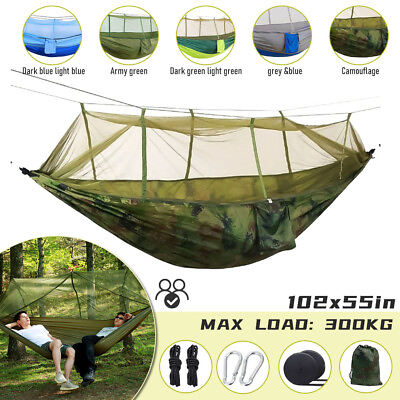 #ad Camping Double Hammock with Mosquito Net Nylon Tent Hanging Bed Air Swing Chair $19.99