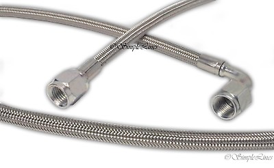 #ad Turbo Oil Feed Line 18quot; Steel Braided 4 4AN 90 Degree x Straight PTFE line USA $19.95