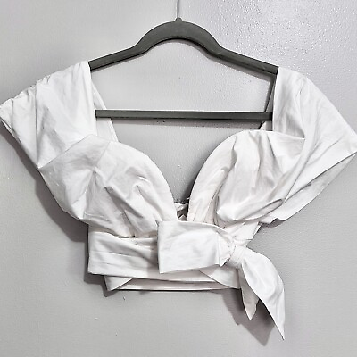 #ad NWT Zara White Wrap Sweetheart Neckline w Off the Shoulder Crop Top $45.00