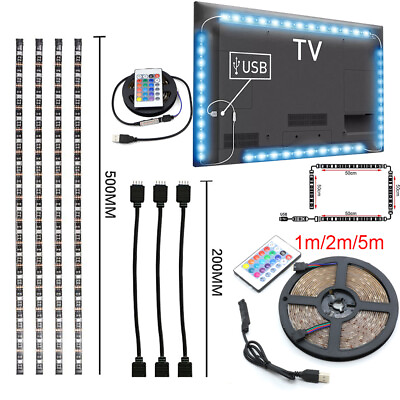 #ad LED Strip Light USB Powered RGB Multi Color TV Backlight Lighting With Remote 5V $8.96
