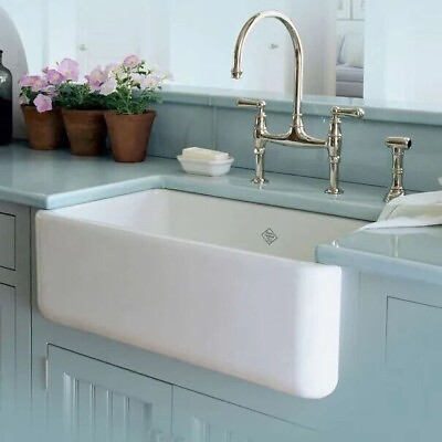 #ad Shaws RC3318WH Lancaster 33quot; Farmhouse Single Basin Fireclay Kitchen Sink White $1819.21