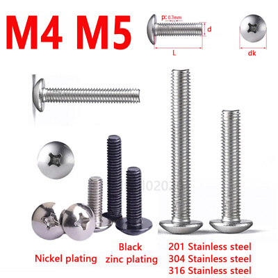 #ad BUTTON HEAD SCREWS PHILLIPS SCREWS BOLTS A2 A4 201 STAINLESS STEEL M4 M5 $2.75