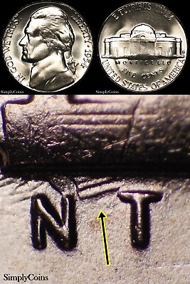 #ad 1954 S DDR FS 801 Jefferson Nickel BU Uncirculated Doubled Die Reverse Coin MQ $34.95