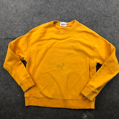 #ad Champion Sweatshirt Women Medium Yellow Reverse Weave Crew Neck Fleece Sweater* $18.98