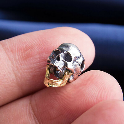 #ad 2 5 10pcs 925 Sterling Silver Skull Punk Pendant Unisex DIY Skull Bracelet Beads $11.99
