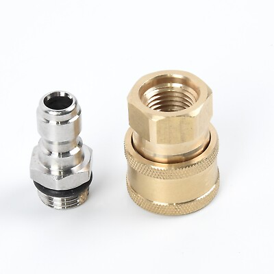 #ad Female Plug Brass Connector Pair Pressure Washer Quick Release 1 4 Male M22 14 $12.09