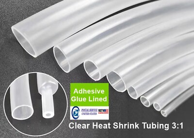 #ad 5 20 FT Clear Heat Shrink Tube Lot 3:1 Adhesive Glue Dual Wall Marine Tubing USA $7.99