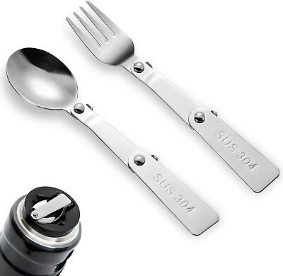 #ad 2pcs Replacement Spoon amp; Fork for Thermos Stainless Steel Foldable Spoon amp; $11.99