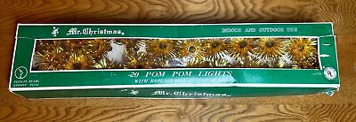 #ad Vintage Mr Christmas Pom Pom Lights 20 String Lights Indoor Outdoor Gold Tinsel. $39.99