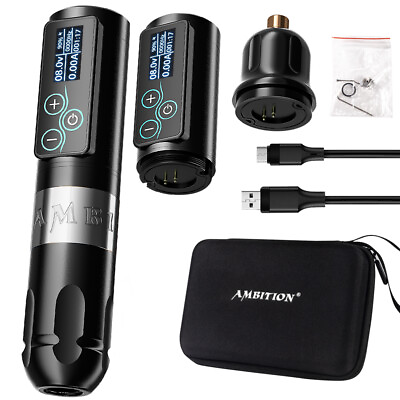 #ad Ambition Wireless Tattoo Machine Rotary Pen Battery Pack 2400mAh Touch Screen $208.99