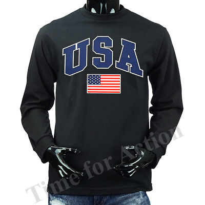 #ad United States of America US Flag USA Long Sleeve T shirt Tee 2XL $10.99