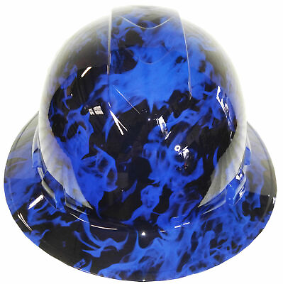 Hydro Dipped Custom Hard Hat Ridgeline Full Brim Dark Blue Flames $100.00