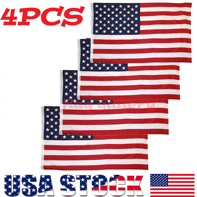 #ad 4 PCS US U.S. American USA Flag 3#x27; x 5#x27; FT Polyester Stars Brass 2 Grommets $9.99