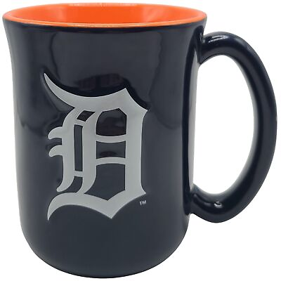 #ad MLB Large 15oz Sculpted Cafe Mug Raised Logo and Inner Color Detroit Tigers $24.95