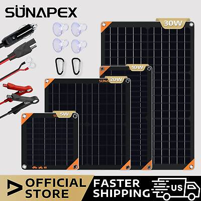 #ad #ad SUNAPEX 12V Solar Car Battery Charger 10W Solar Powered Trickle Charger Maintain $47.69