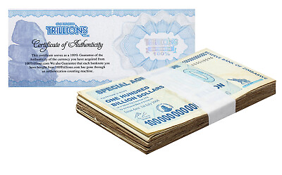 #ad 20 Zimbabwe 100 Billion Special Agro Cheque banknote 2008 P 64 USED COA $109.99