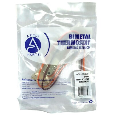 #ad Appli Parts Bimetal Thermostat 2 Wire Open 59F and Close 32F orange and brown $7.42