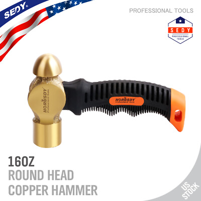 #ad 16OZ Copper Head Hammer Brass Ball Stubby Hammer Nonslip Non Sparking Anti Shock $16.19
