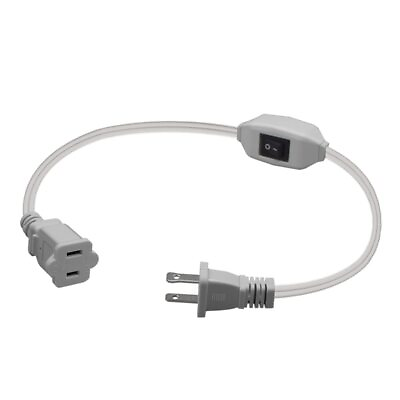 #ad 1ft White Short US Power Extension Cord with on Off Switch US AC 2 Prong Mal... $18.43