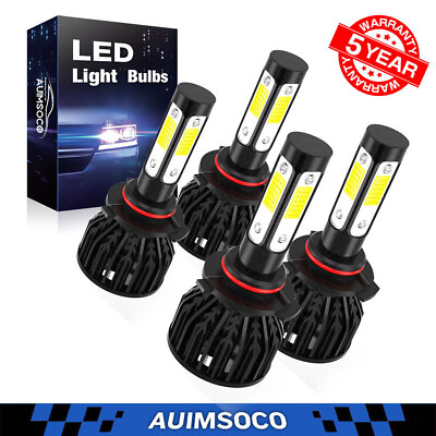 #ad 4x 9006 9005 LED Combo Headlight Kit High Low Beam Bulbs Bright Cool White 6500K $39.99