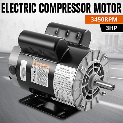#ad 3 HP SPL Air Compressor Electric Motor 110 230V 18 9A 60HZ 56Frame CCW Rotation $139.90