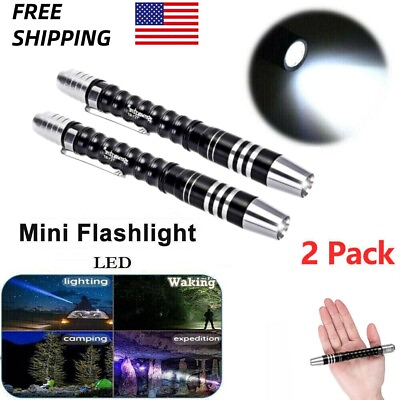 #ad 2x Tactical Penlight Flashlight Small LED Torch Light Mini Super Bright Penlight $7.69