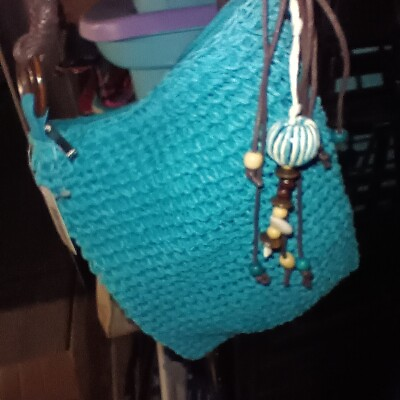 #ad NWT Sun n#x27; Sand Blue Handmade Straw Bag w Beads Shells Zipper Lined $17.00
