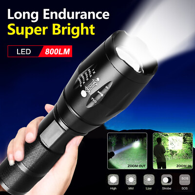 #ad Tactical Flashlight Super Bright Torch Lamp Adjustable Zoom Military LED Light $5.95