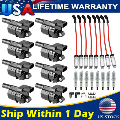 #ad 8Pack Ignition CoilSpark PlugWire Set For Chevy Silverado 1500 GMC Tahoe D514A $133.89