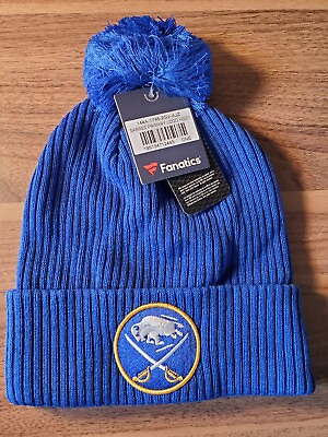 #ad Buffalo Sabres Fanatics Primary Logo Winter Beanie Hat Cap Pom New Royal $19.99
