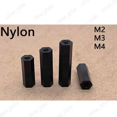#ad M2 M3 M4 Female Female Black Nylon Hex Column Standoff Support Spacer Pillar $15.16