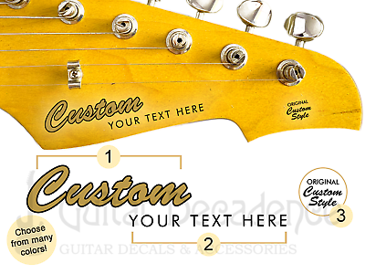 Custom Classic Two Line Guitar Headstock Waterslide Decals $11.99