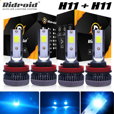 #ad 4x H11 H9 LED Headlight Bulbs Kit High or Low Beam 8000K Fog Light Super Bright $15.99