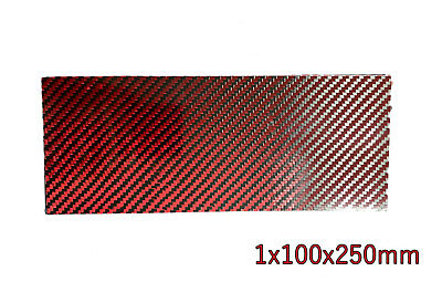 #ad #ad Black Red Real Carbon Fiber Twill Sheet Panel Plate Plain 1mm x 100mm x 250mm $23.00