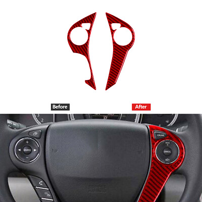 Red Carbon Fiber Steering Wheel Button TypeB Trim Cover For Honda Accord 2013 17 $11.16