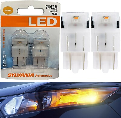 #ad Sylvania Premium LED Light 7443 Amber Orange Two Bulbs Front Turn Signal Replace $22.00