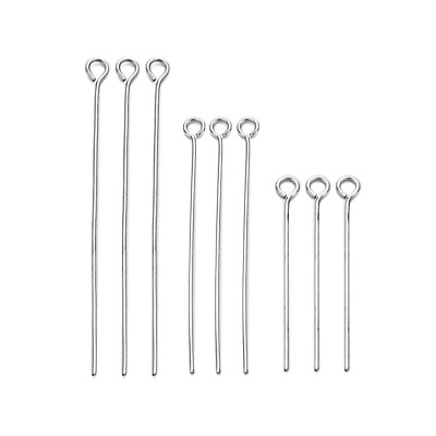 #ad 100pcs 20 30 40 50 60 70mm Stainless Steel Eye Pins Head Pins Jewelry Findings $4.99